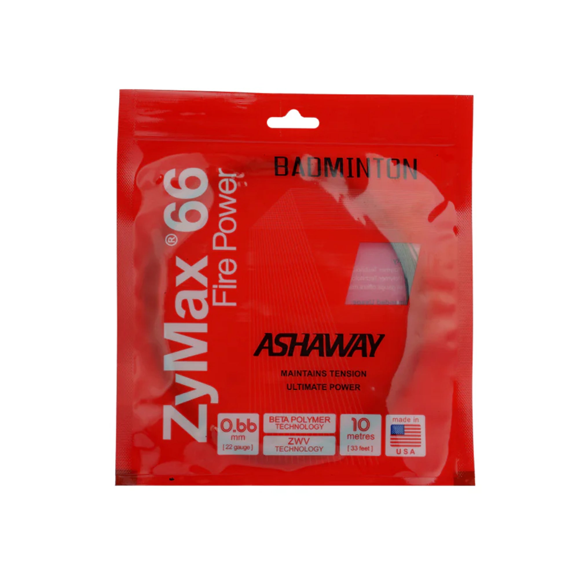 ASHAWAY ZYMAX 66 FIRE POWER Badminton String – 0.66mm (Assorted Colors, 10m)
