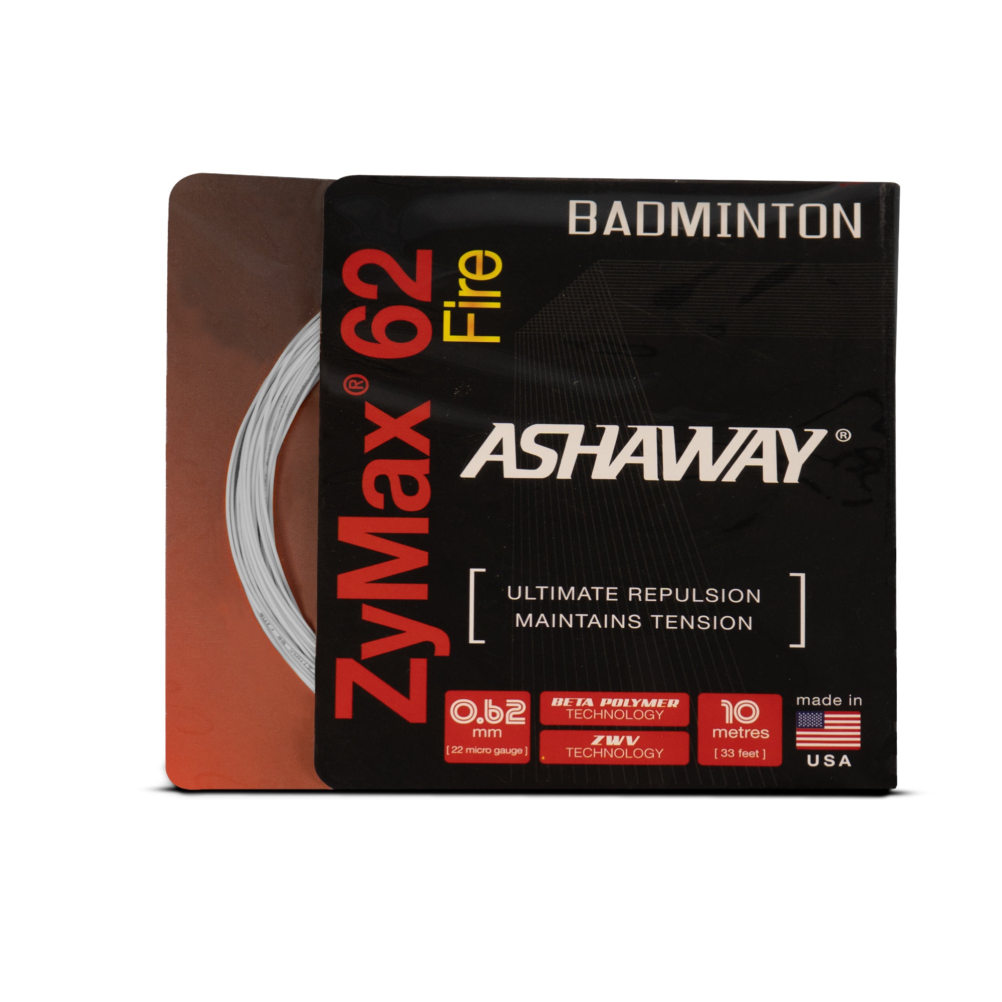 ASHAWAY ZyMax 62 Fire Badminton String (Assorted Colors)