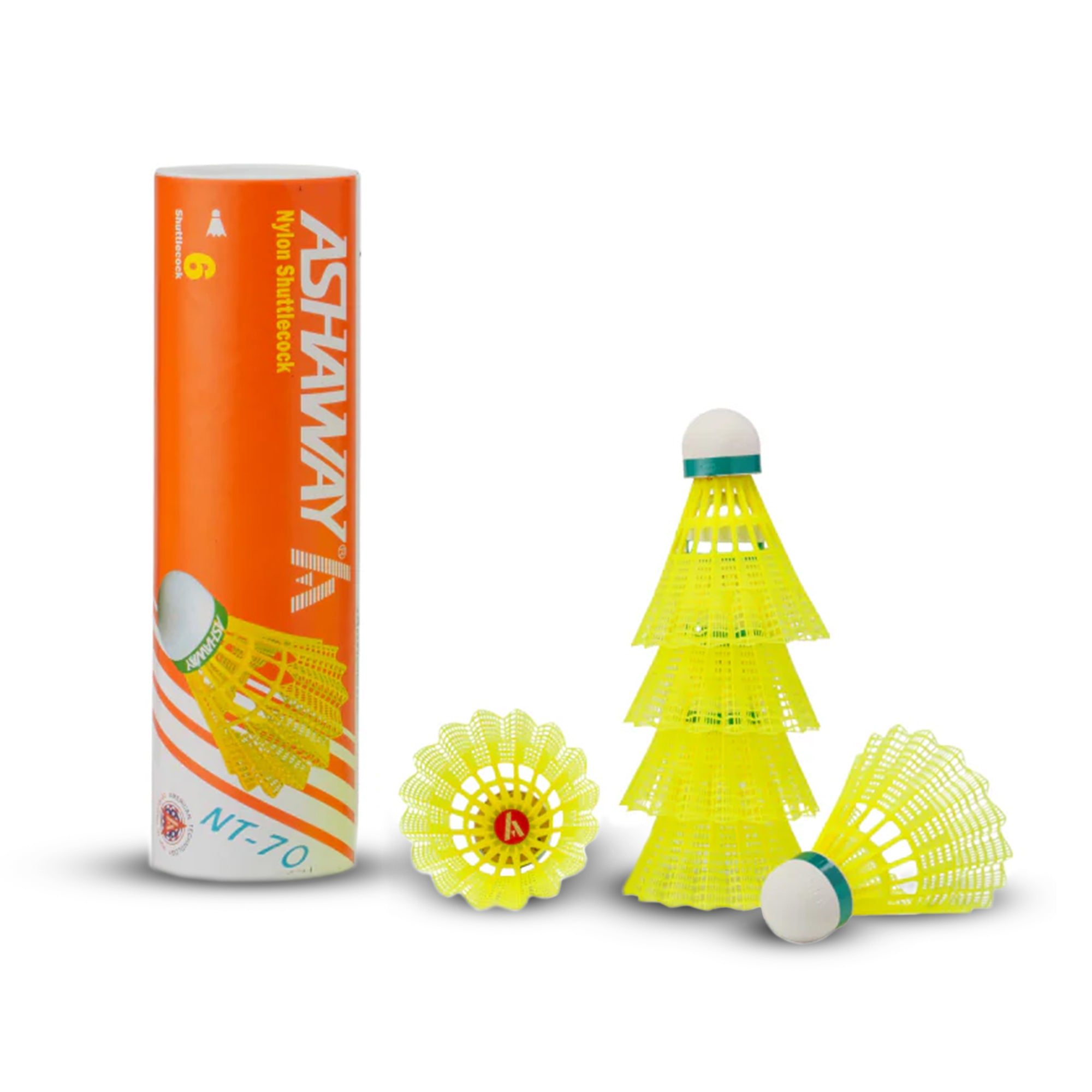 ASHAWAY NT-70 Nylon Shuttlecock – Ideal for Beginners (6pcs Tube)