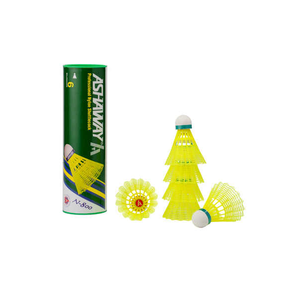 ASHAWAY N-800 Nylon Shuttlecock – Ideal for Professional Players (6pcs Tube)