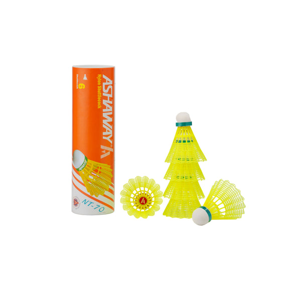 ASHAWAY NT-70 Nylon Shuttlecock – Ideal for Beginners (6pcs Tube)