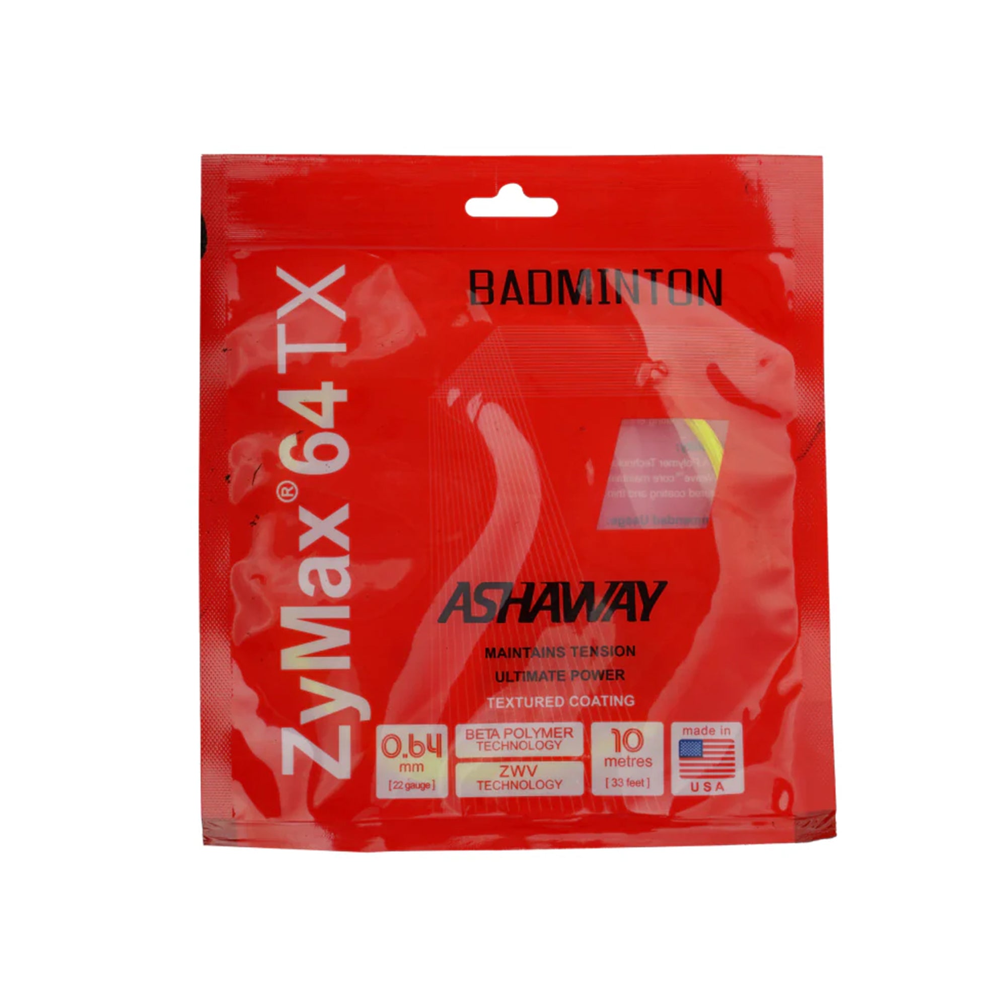 ASHAWAY ZYMAX 64TX Badminton String – 0.64mm (Assorted Colors, 10m)
